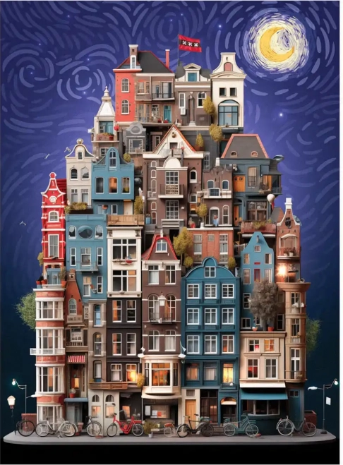 Puzzle Gwiaździsta noc w Amsterdamie 1000 elementów