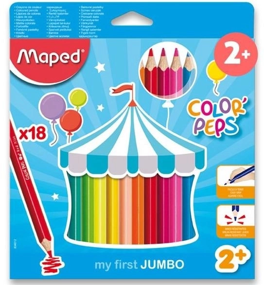 Kredki trójkątne Jumbo Color'Peps od Maped, 18 szt.