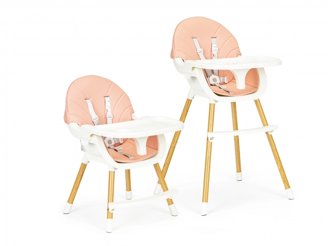 Ecotoys Krzesełko do karmienia 2w1 Różowe