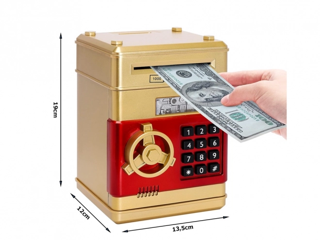 Elektroniczna skarbonka sejf z kodem dostępu złoty