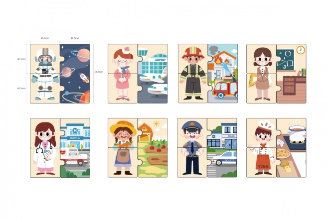 Drewniane puzzle odpowiadające zawodom