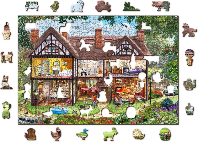 Drewniane dwustronne puzzle Dom letni 2 w 1, 505 elementów