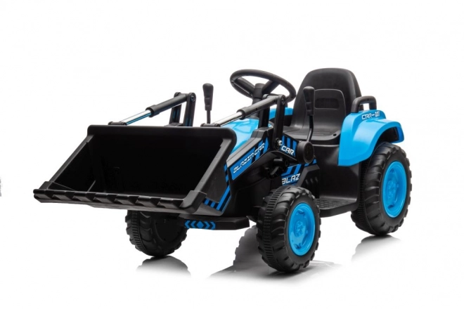 Elektryczny dziecięcy traktor z łyżką niebieski