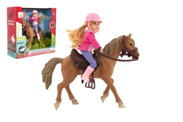 Koń + lalka amazonek plastik 20cm w pudełku 23x23x9,5cm
