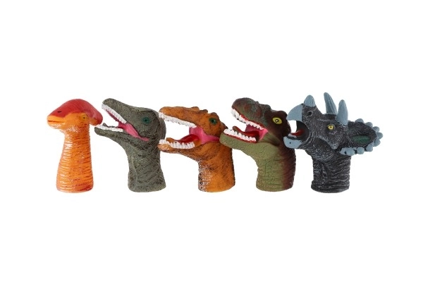Pacynki palcowe dinozaury 5 szt. gumowe 6cm na karcie 16,5x20cm