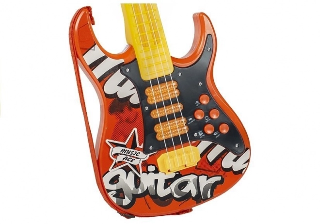 Dziecięca gitara elektryczna z mikrofonem – czerwona