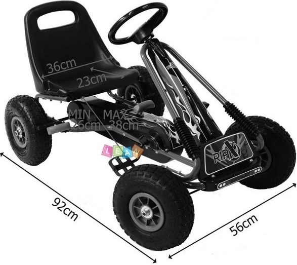 Pedałowy gokart powietrzny + Nadmuchiwane opony + Regulowane siedzenie – Zielona