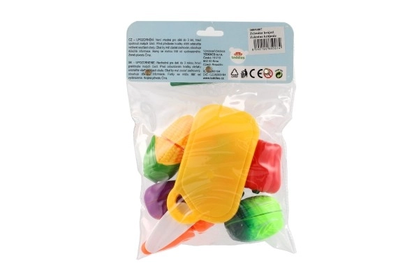 Plast do krojenia warzyw z deską 13,5x8cm z nożem w torebce 18x26x5cm