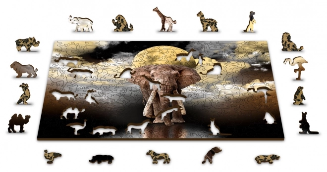 Drewniane puzzle Słonie sny
