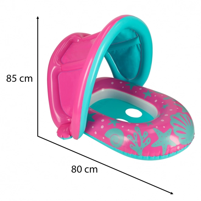BESTWAY 34091 Dziecięcy dmuchany ponton z siedzeniem i daszkiem różowy 1-2 lata 18 kg