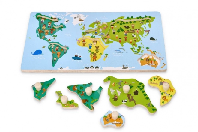 Puzzle z uchwytami mapa świata