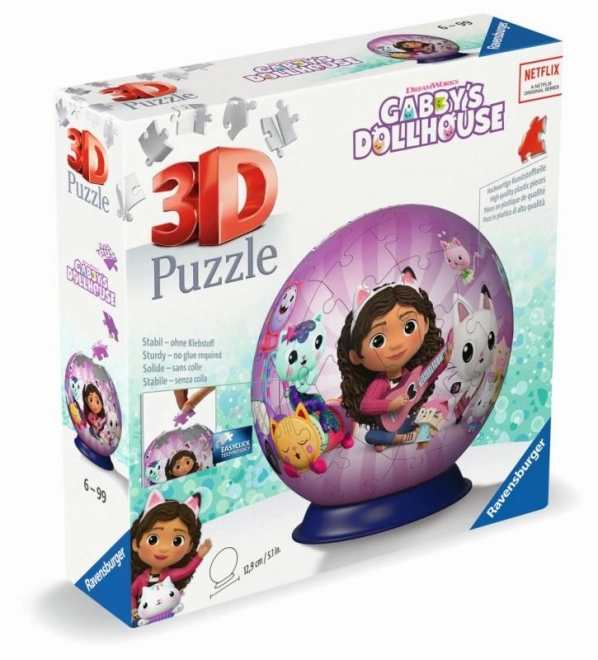 3D puzzleball Czarodziejski domek Gabiny, 72 elementów