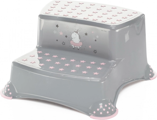 Podestopień do WC/umywalki „Unicorn”, szary/różowy
