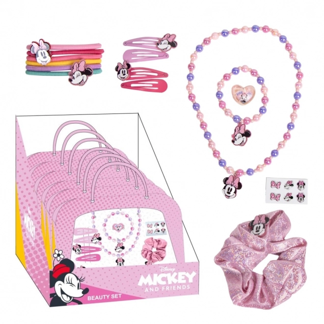 Zestaw biżuterii i akcesoriów do włosów w torebce Minnie