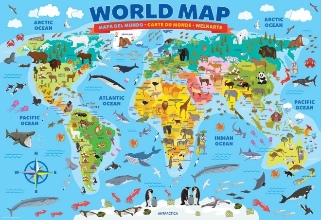 EUROGRAPHICS puzzle Ilustrowana mapa świata 100 elementów