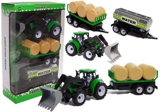 Traktor z przyczepą na bele siana Cysterna
