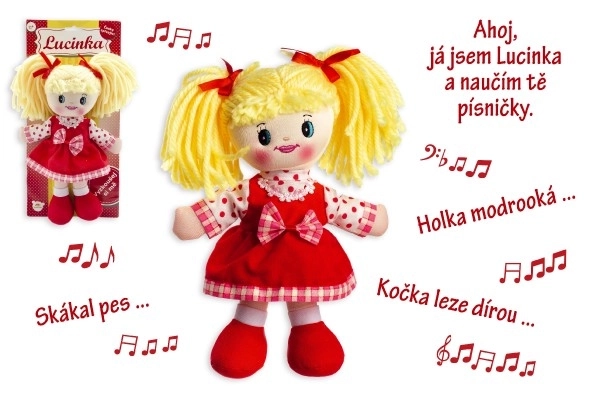 Czeska śpiewająca szmaciana lalka Lucinka - 30 cm