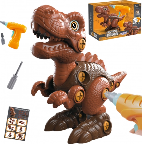 Zestaw konstrukcyjny dinozaur T‑Rex do montażu z wiertarką 31 szt. WOOPIE