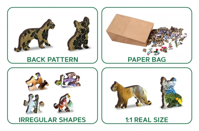 Drewniane puzzle z figurkami - pocztówka ze zwierzętami