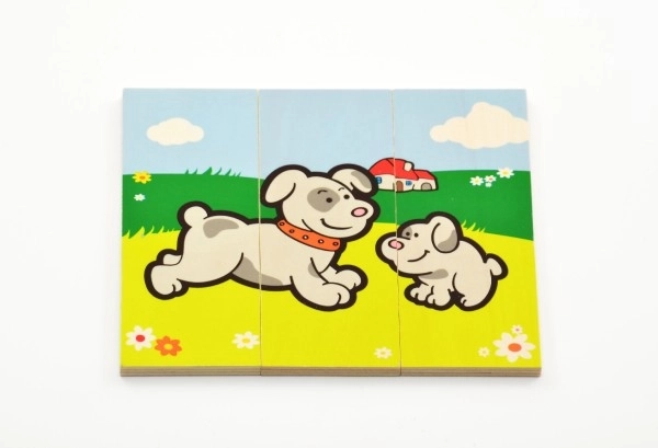 Puzzle Moje pierwsze zwierzątka drewniane 18 elementów dla najmłodszych w pudełku 13x11,5x4,5cm 12m+ MPZ