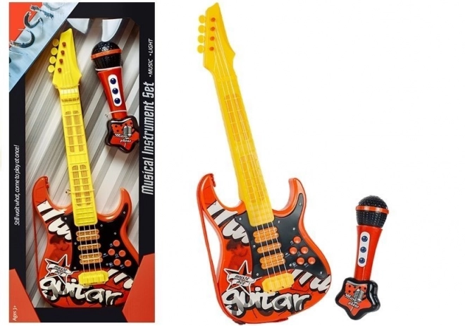 Dziecięca gitara elektryczna z mikrofonem – czerwona