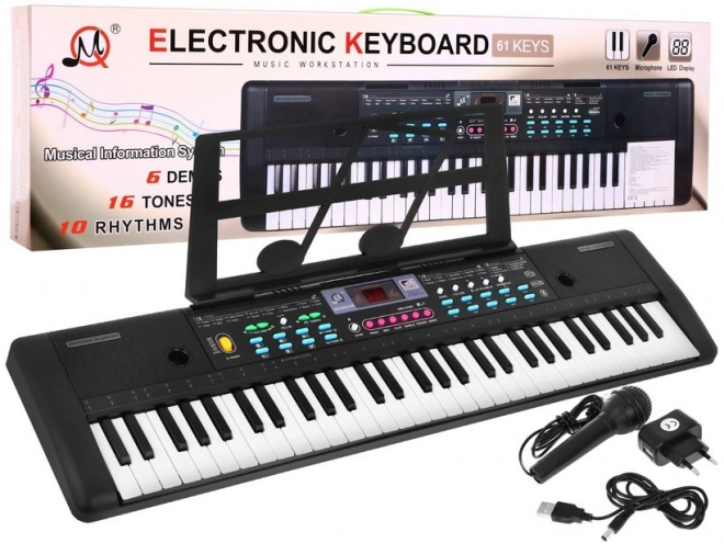 Keyboard dla dzieci z mikrofonem i pulpitem na nuty