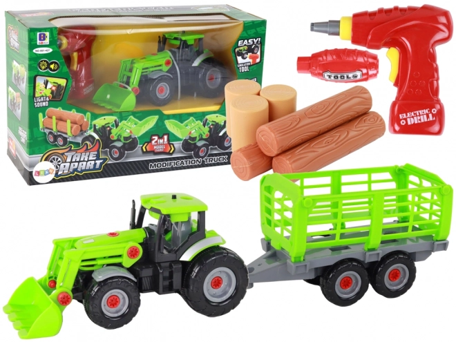 Traktor Traktor DIY z przyczepą Maszyna rolnicza Śrubokręt