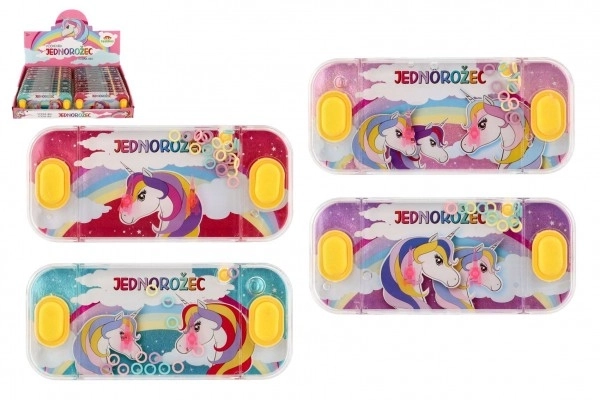 Wodna gra łamigłówka 15,5x7cm plastik jednorożec 4 rodzaje 24 sztuki w pudełku