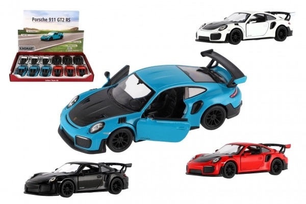 Auto Kinsmart Porsche 911 GT2 RS metal/plastik 13cm 4 kolory na napęd wsteczny 12 sztuk w pudełku