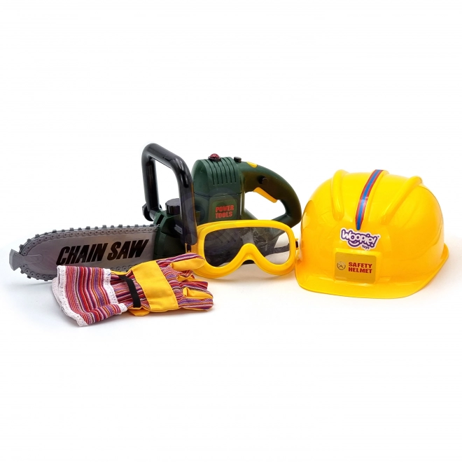 Duży zestaw piła, kask, okulary i rękawice Woopie