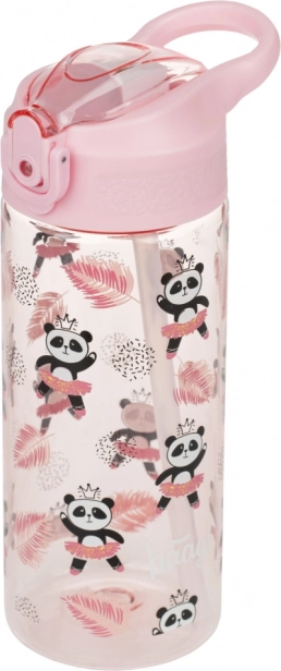 Różowa dziecięca butelka na napoje ze słomką Panda 500 ml