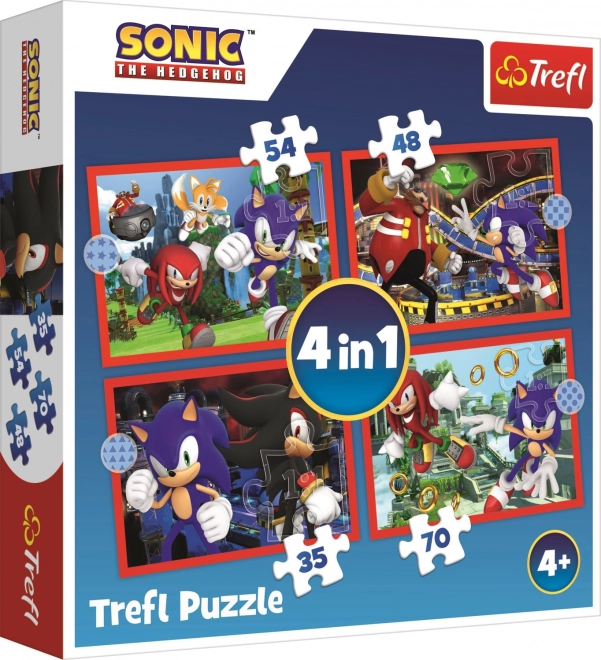 Puzzle 4w1 Sonic/Sonic The Hedgehog 28,5x20,5cm w pudełku 28x28x6cm