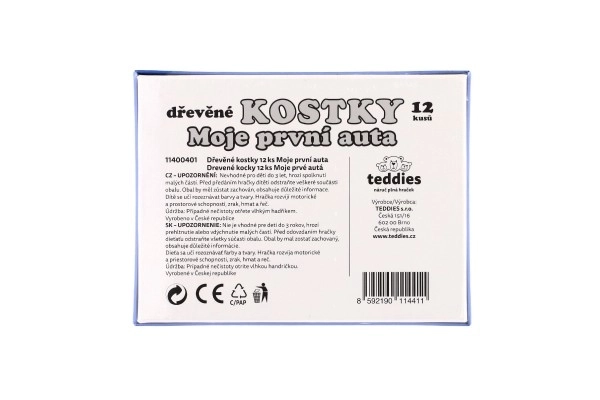 Drewniane klocki Moje pierwsze auta 12 sztuk w pudełku 17x12,5x4cm MPZ