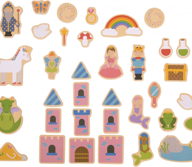 Bigjigs Toys baśniowe drewniane magnety – zestaw 35 szt.