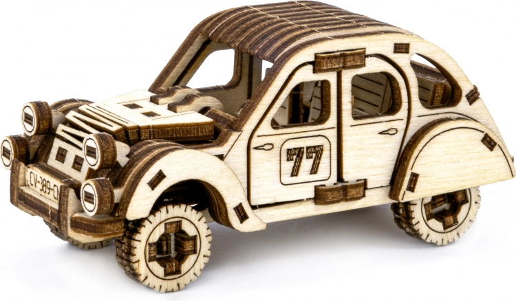Drewniane puzzle 3D – auto rajdowe do złożenia