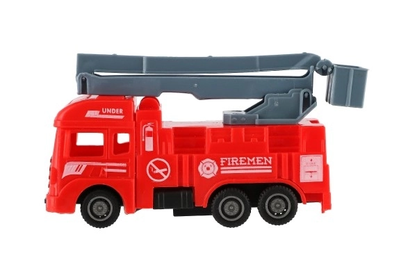 Auto strażackie plastikowe 11cm z mechanizmem cofania 4 rodzaje 12szt w pudełku