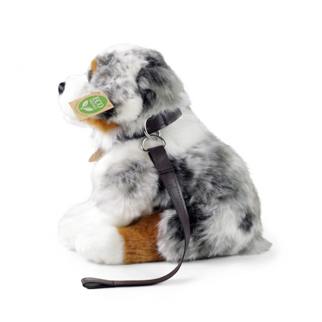 Pies maskot Australijski owczarek przyjazny dla środowiska siedzący 27 cm
