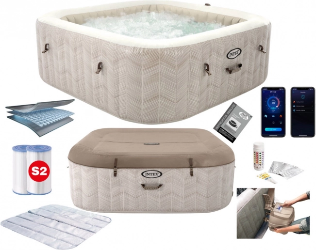 Nadmuchiwana wanna z hydromasażem o kwadratowym kształcie dla 6 osób 196x71 cm z dodatkami premium od INTEX
