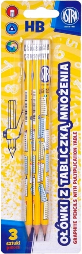 ASTRA ołówki HB z nadrukiem tabliczki mnożenia, 3 szt.