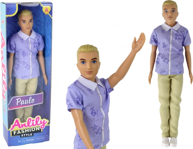 Lalka chłopiec Paolo z blond włosami i koszulą