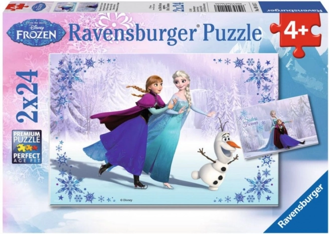 Puzzle 2x24 kawałków Kraina Lodu Siostry na zawsze