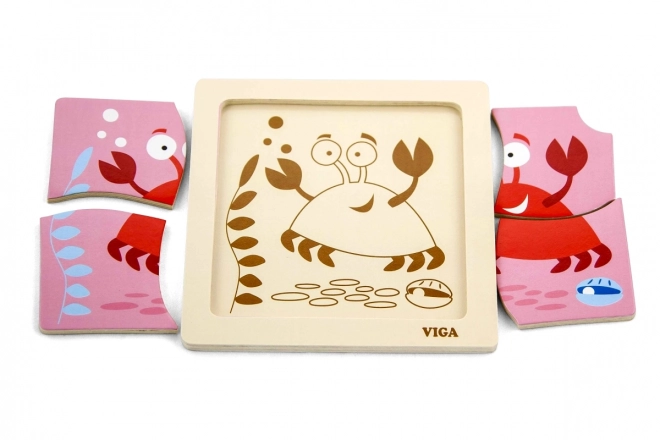 Drewniane Puzzle Krab dla Najmłodszych
