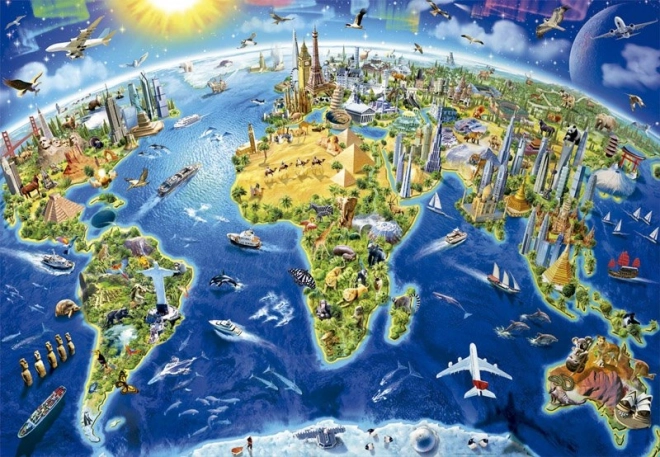 Educa puzzle mapa z zabytkami świata 2000 elementów