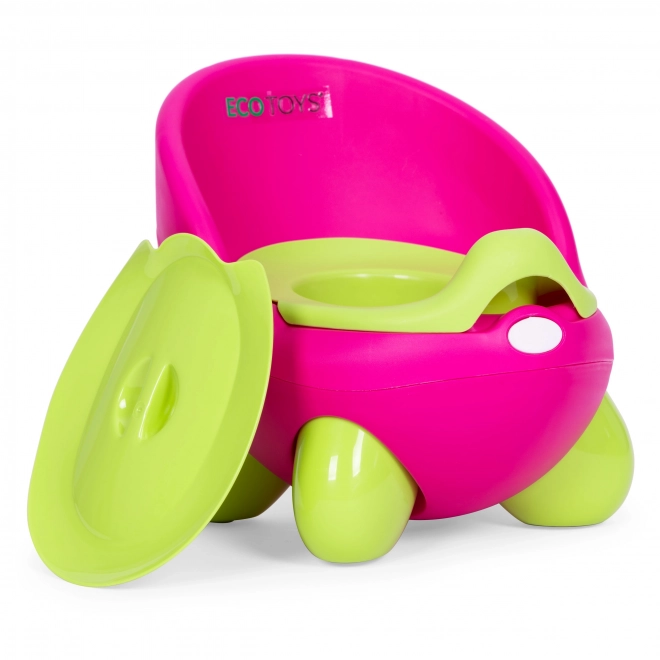 Dziecięcy nocnik ECOTOYS różowo-zielony z antypoślizgowymi nogami