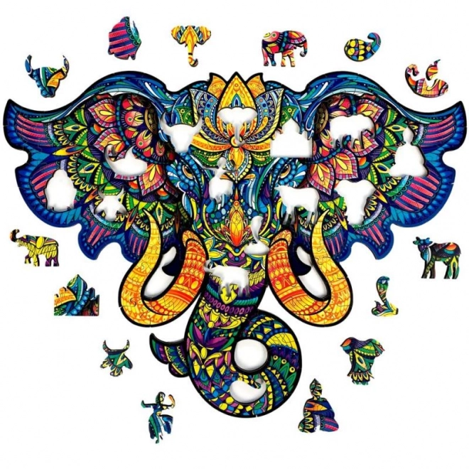 Magiczne drewniane kolorowe puzzle - Święty Słoń