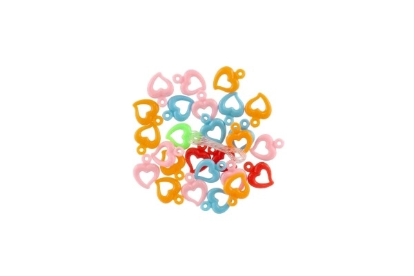 Plastikowe koraliki serce, litery ze sznurkiem 2 rodzaje w woreczku 6,5x11x1cm