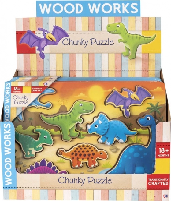 Drewniana układanka dinozaury
