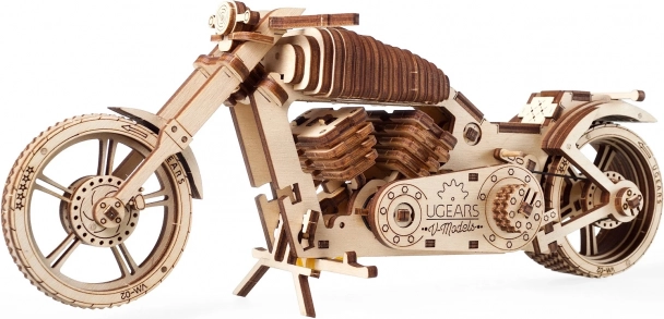 Drewniane puzzle 3D motocykl UGEARS – mechaniczny model bez kleju