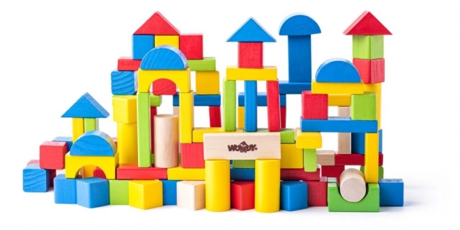 Drewniane klocki w wiaderku 100 sztuk