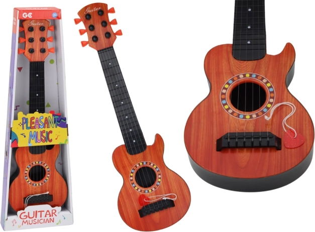 Drewniana Gitara Zabawka dla Dzieci Pomarańczowa